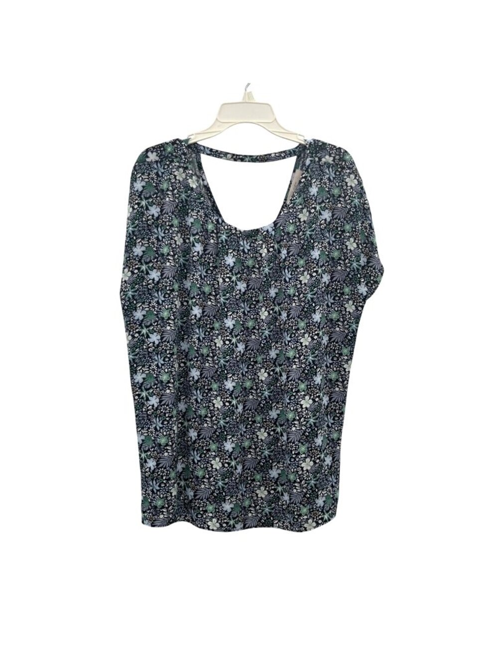 Ann Taylor LOFT Floral Print Blouse Womens XXL Blue Green Used